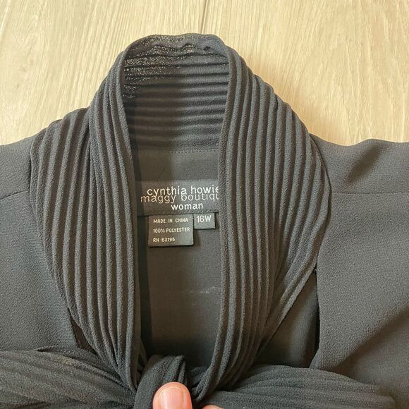 Cynthia Howie Black 16W Womens Blouse Top & Skirt Chiffon Set Classic VTG - Picture 4 of 11